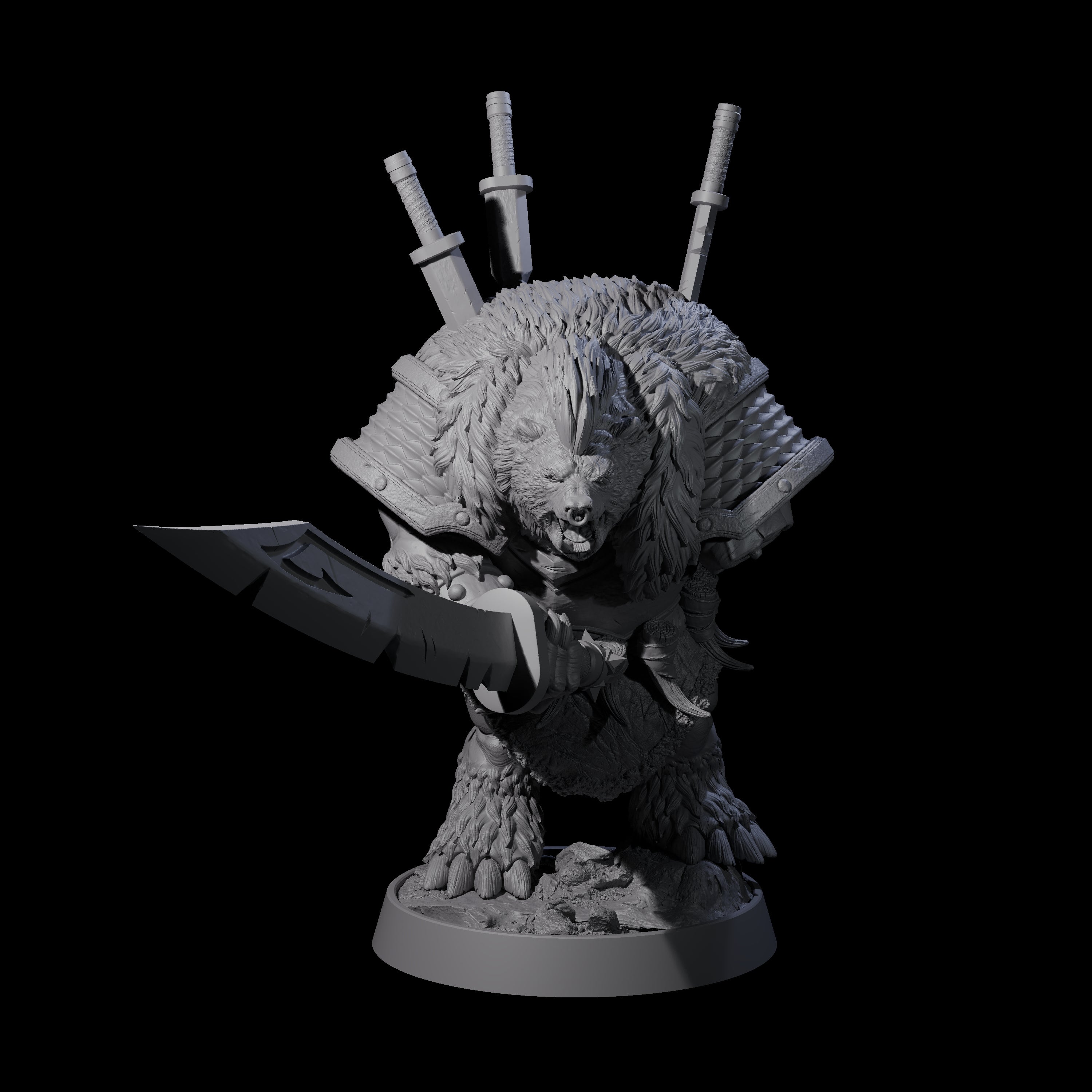 Hulking Ursine Barbarian D Miniature for Dungeons and Dragons, Pathfinder or other TTRPGs