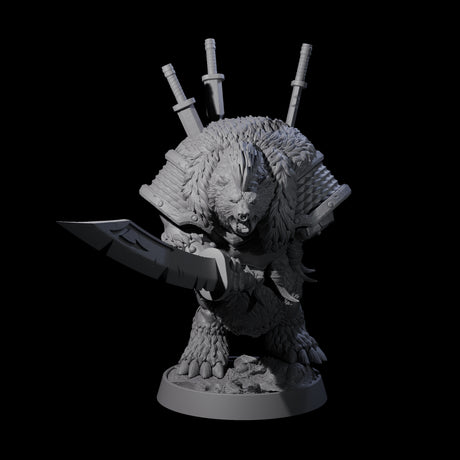 Hulking Ursine Barbarian D Miniature for Dungeons and Dragons, Pathfinder or other TTRPGs
