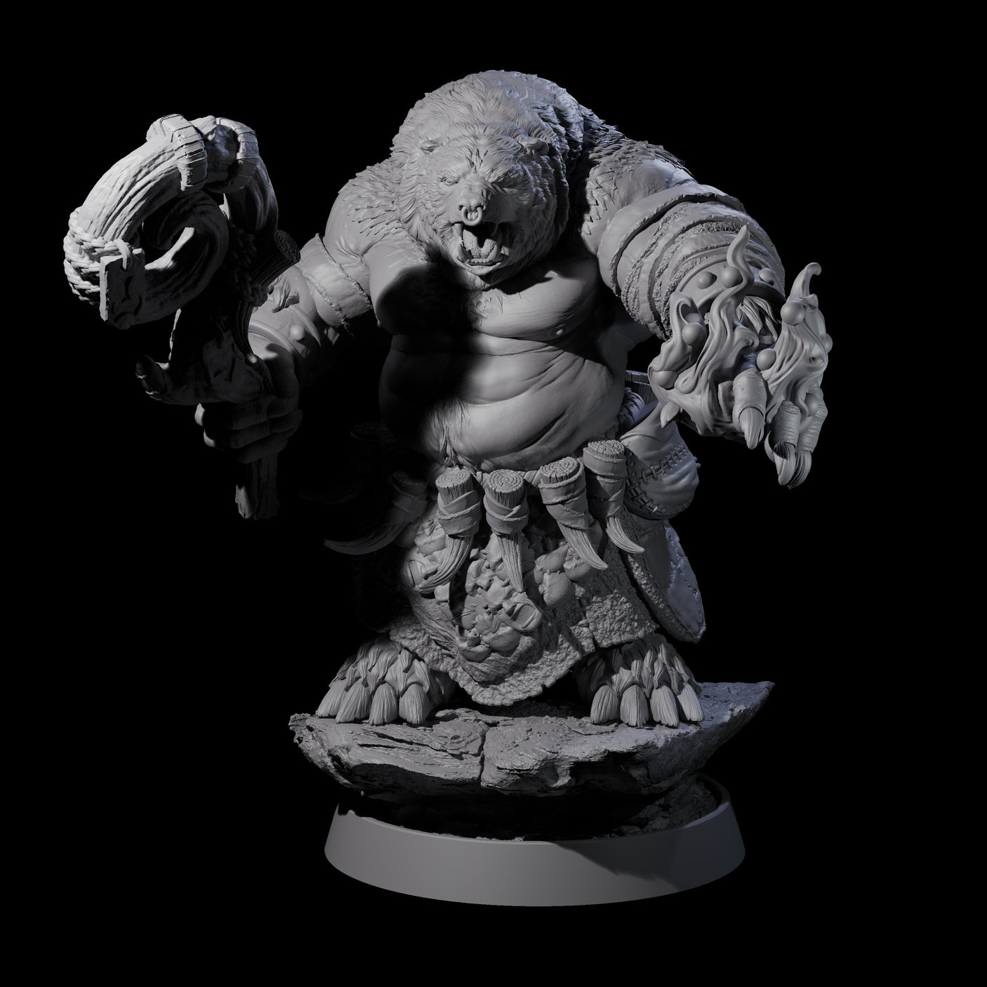 Hulking Ursine Barbarian E Miniature for Dungeons and Dragons, Pathfinder or other TTRPGs