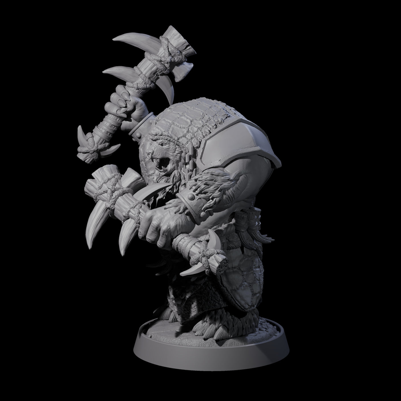 Hulking Ursine Barbarian F Miniature for Dungeons and Dragons, Pathfinder or other TTRPGs