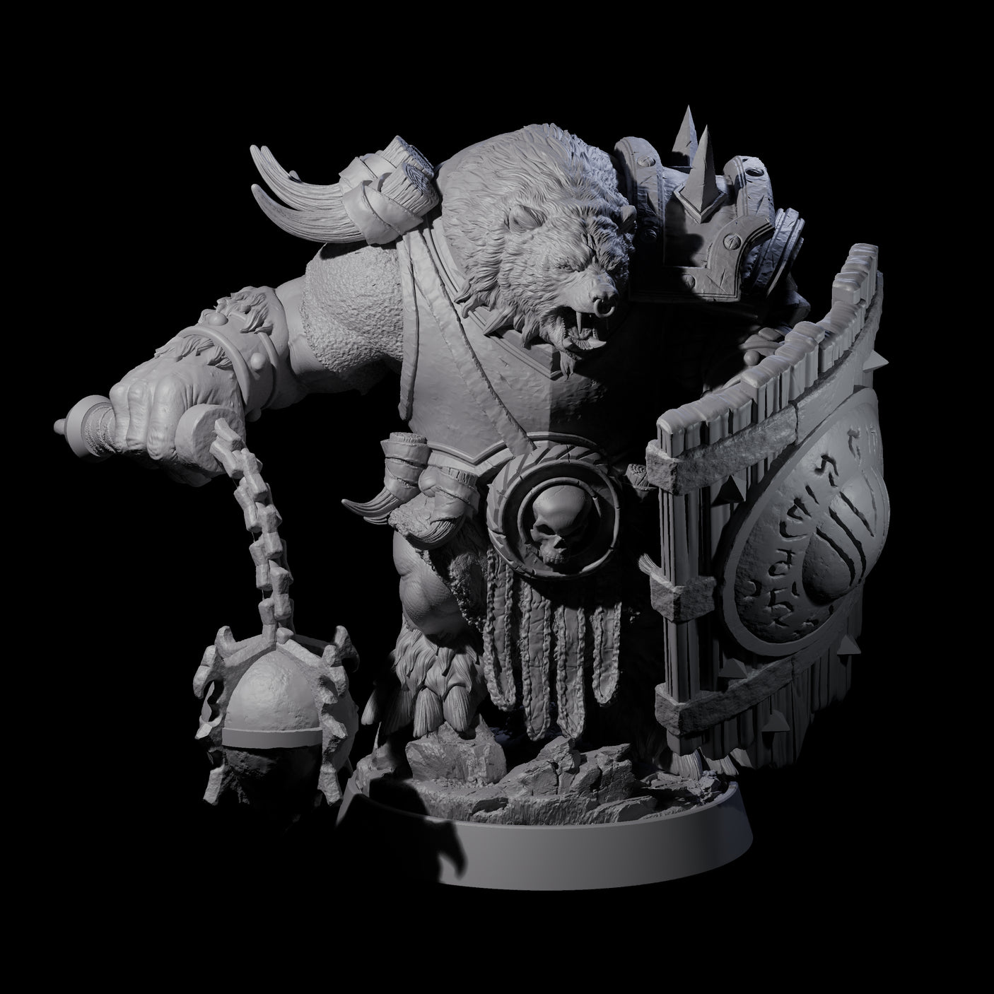 Hulking Ursine Barbarian H Miniature for Dungeons and Dragons, Pathfinder or other TTRPGs