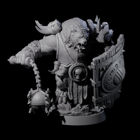Hulking Ursine Barbarian H Miniature for Dungeons and Dragons, Pathfinder or other TTRPGs