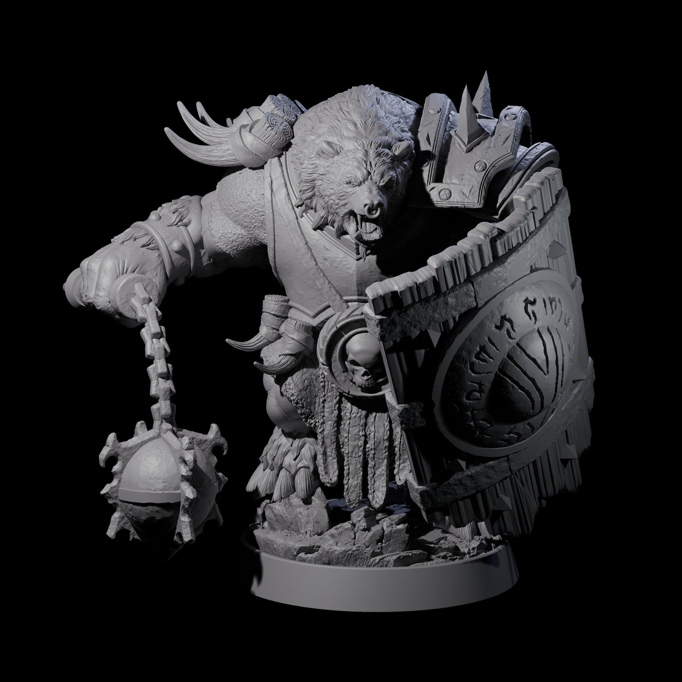 Hulking Ursine Barbarian H Miniature for Dungeons and Dragons, Pathfinder or other TTRPGs