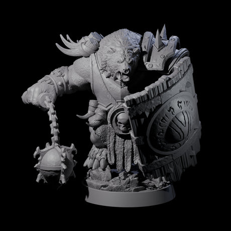 Hulking Ursine Barbarian H Miniature for Dungeons and Dragons, Pathfinder or other TTRPGs
