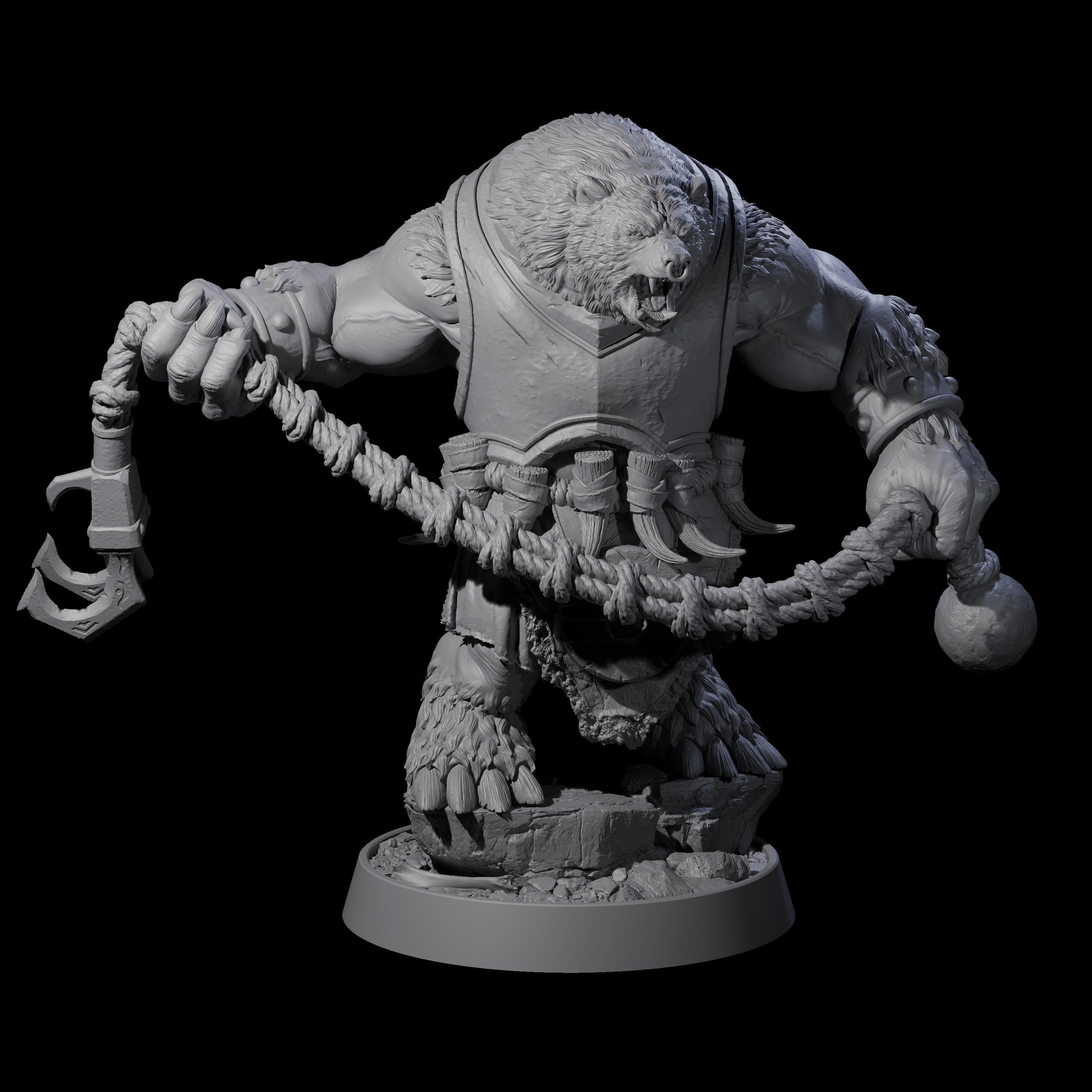 Hulking Ursine Barbarian I Miniature for Dungeons and Dragons, Pathfinder or other TTRPGs