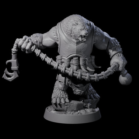 Hulking Ursine Barbarian I Miniature for Dungeons and Dragons, Pathfinder or other TTRPGs
