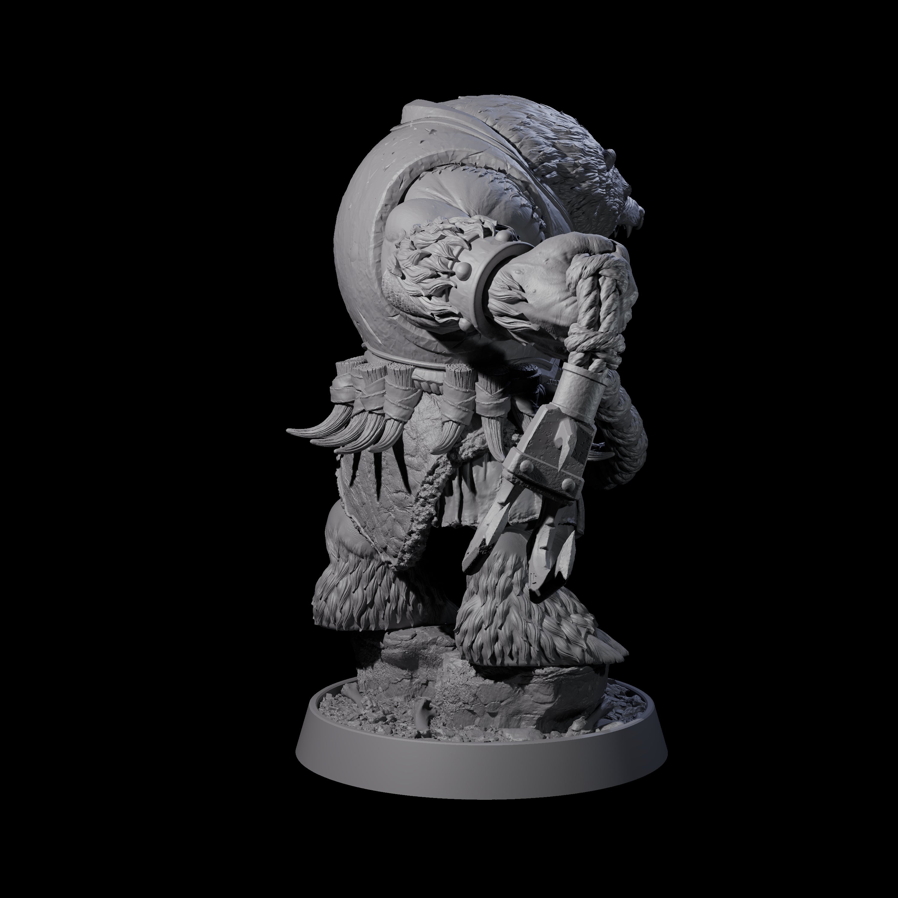 Hulking Ursine Barbarian I Miniature for Dungeons and Dragons, Pathfinder or other TTRPGs