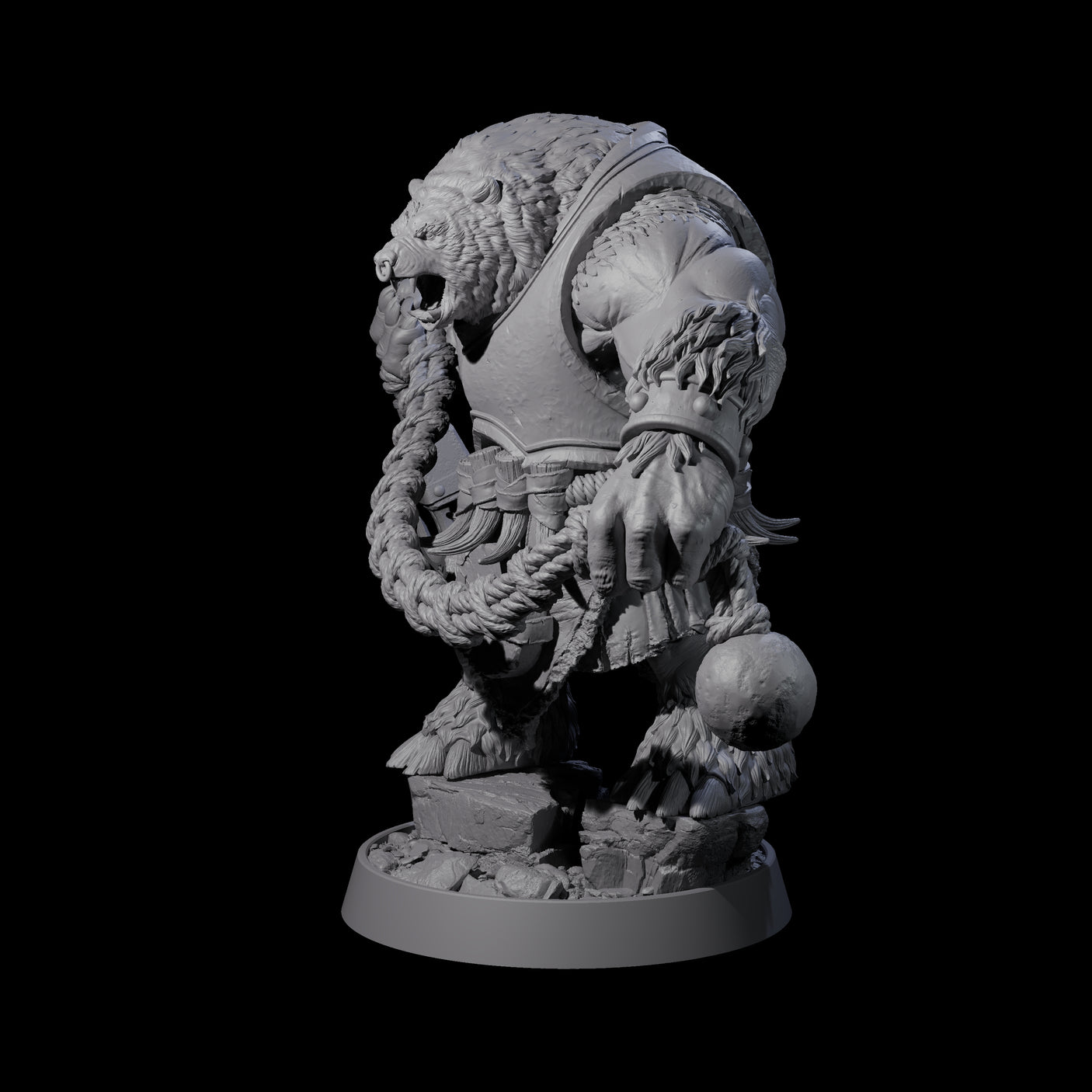 Hulking Ursine Barbarian I Miniature for Dungeons and Dragons, Pathfinder or other TTRPGs
