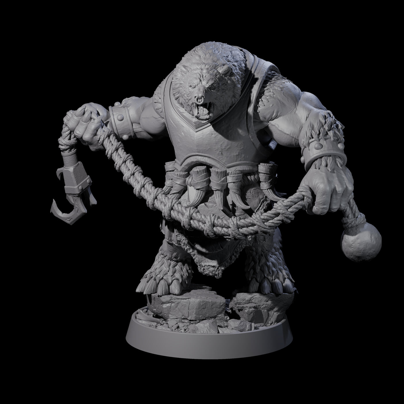 Hulking Ursine Barbarian I Miniature for Dungeons and Dragons, Pathfinder or other TTRPGs