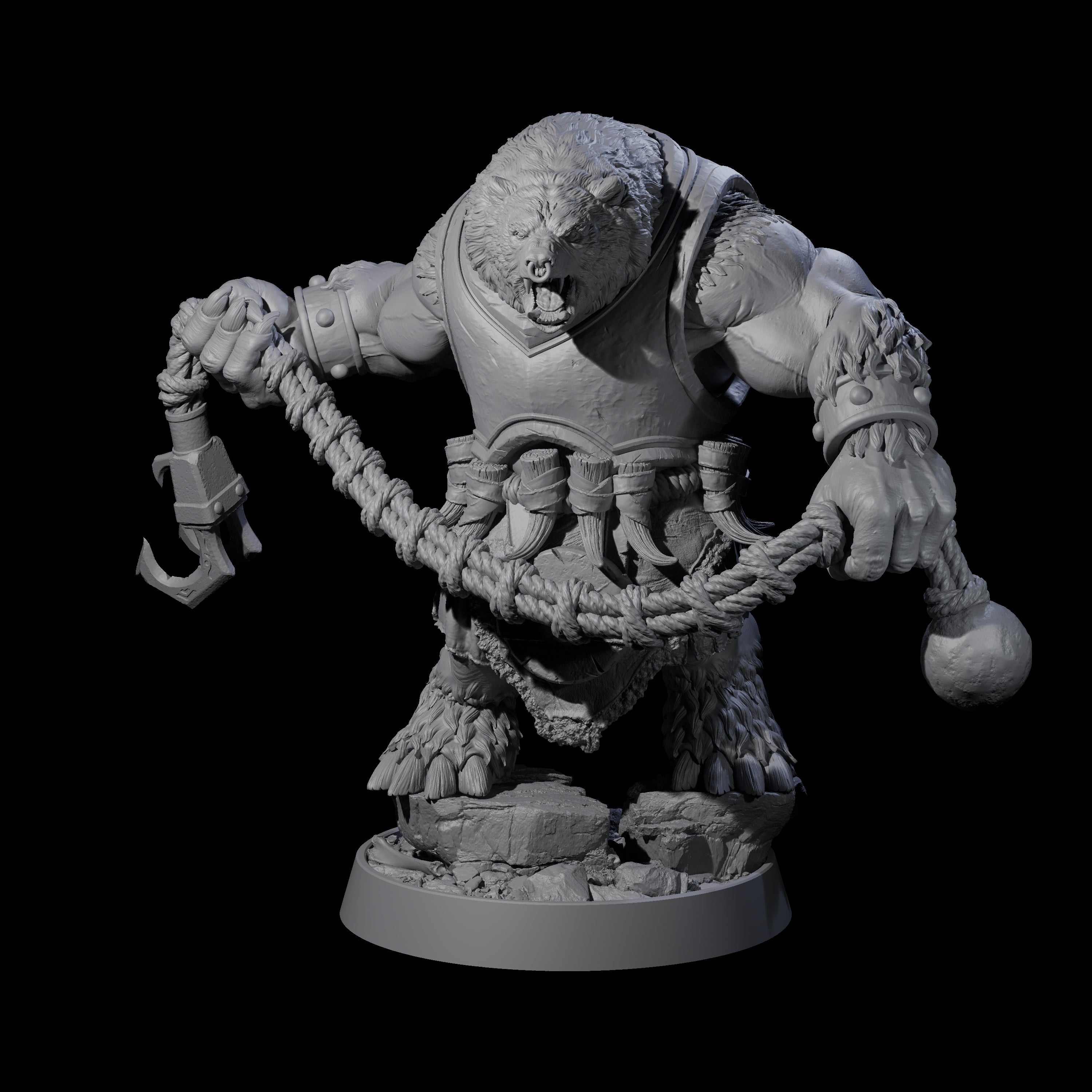 Hulking Ursine Barbarian I Miniature for Dungeons and Dragons, Pathfinder or other TTRPGs