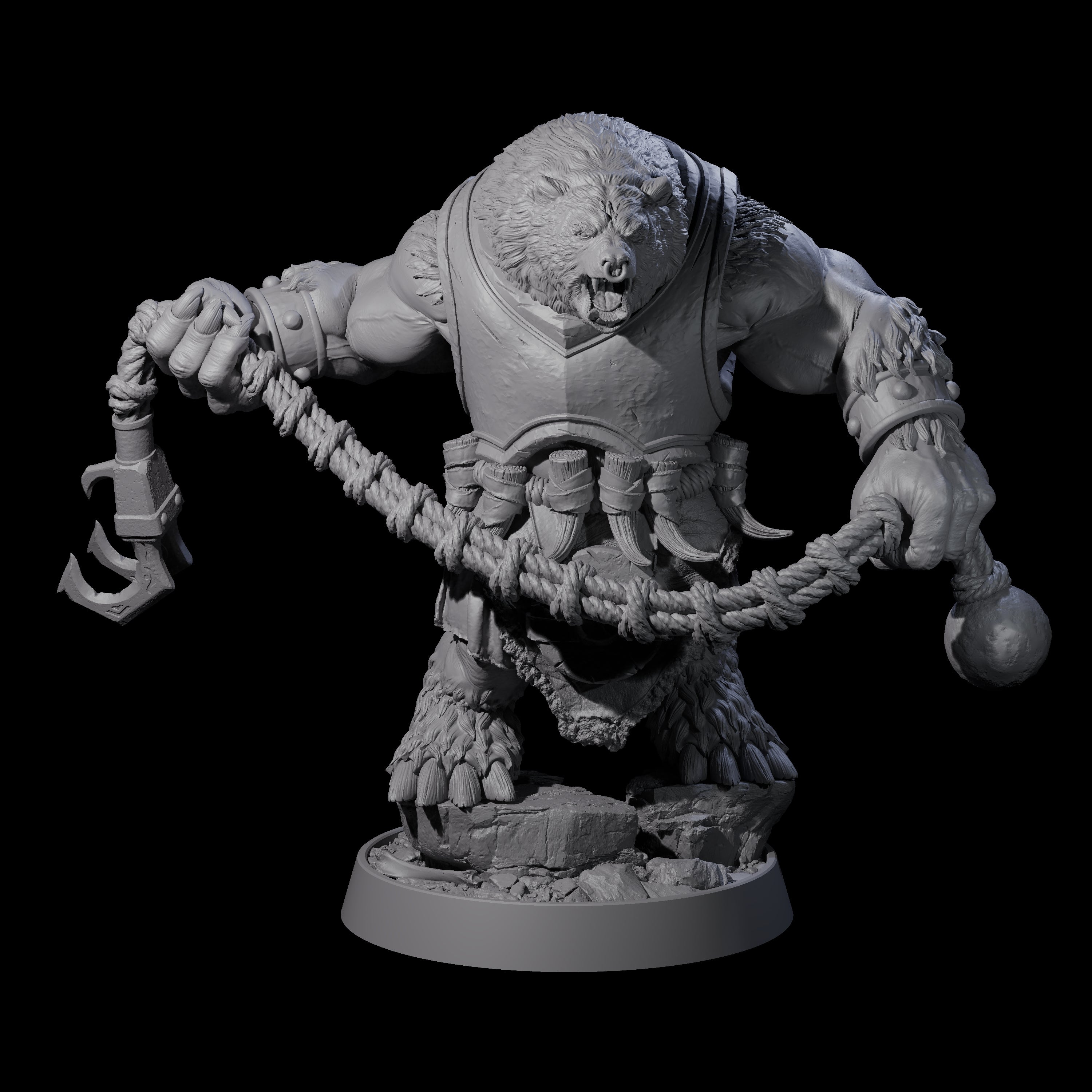 Hulking Ursine Barbarian I Miniature for Dungeons and Dragons, Pathfinder or other TTRPGs