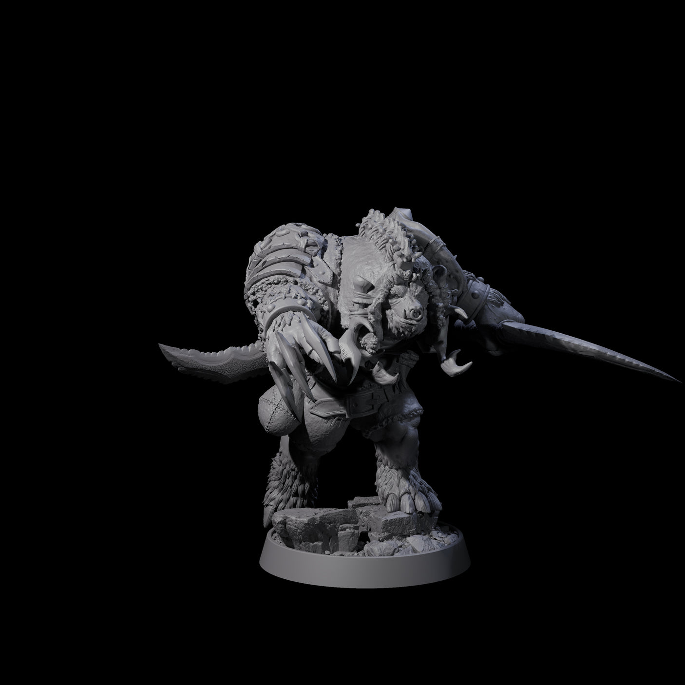 Hulking Ursine Barbarian K Miniature for Dungeons and Dragons, Pathfinder or other TTRPGs