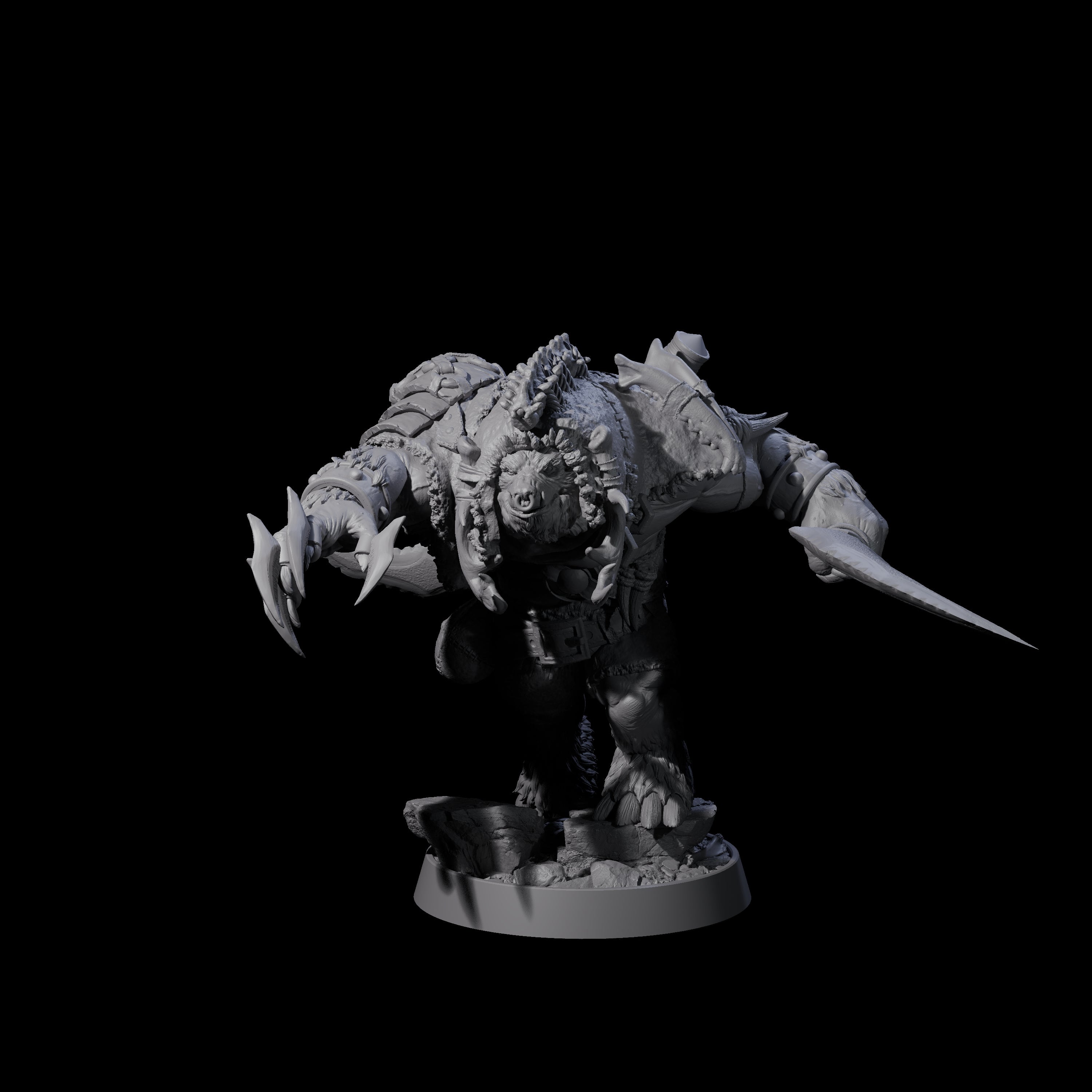 Hulking Ursine Barbarian K Miniature for Dungeons and Dragons, Pathfinder or other TTRPGs