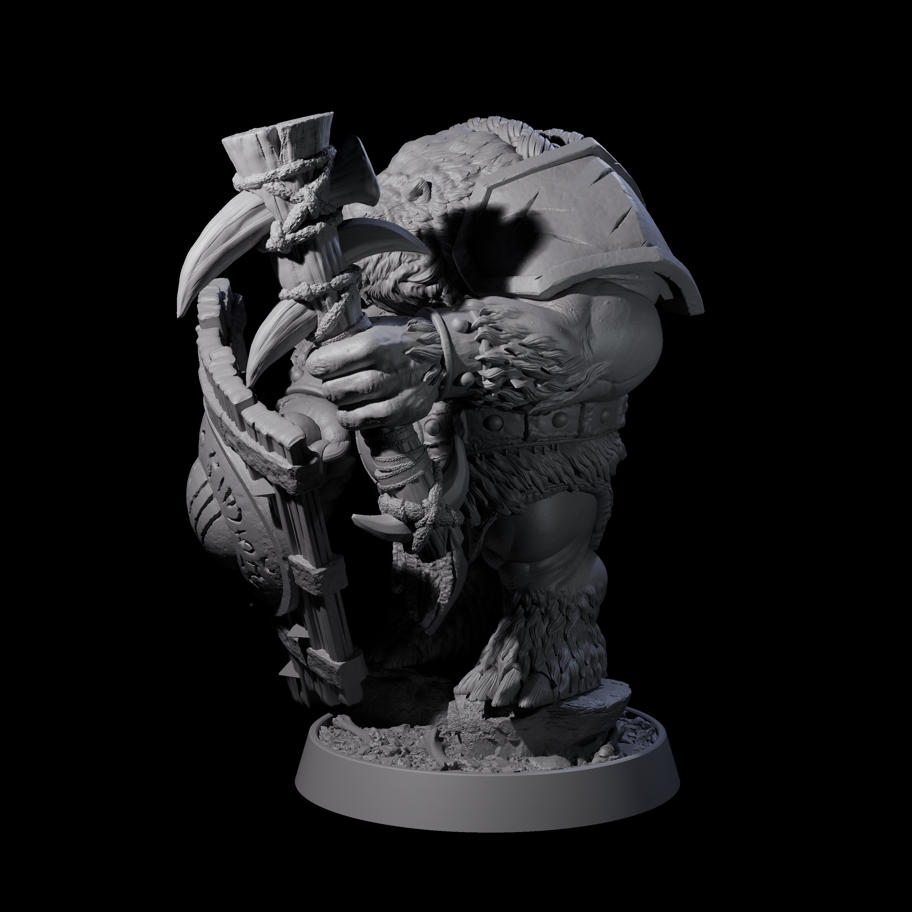 Hulking Ursine Barbarian L Miniature for Dungeons and Dragons, Pathfinder or other TTRPGs