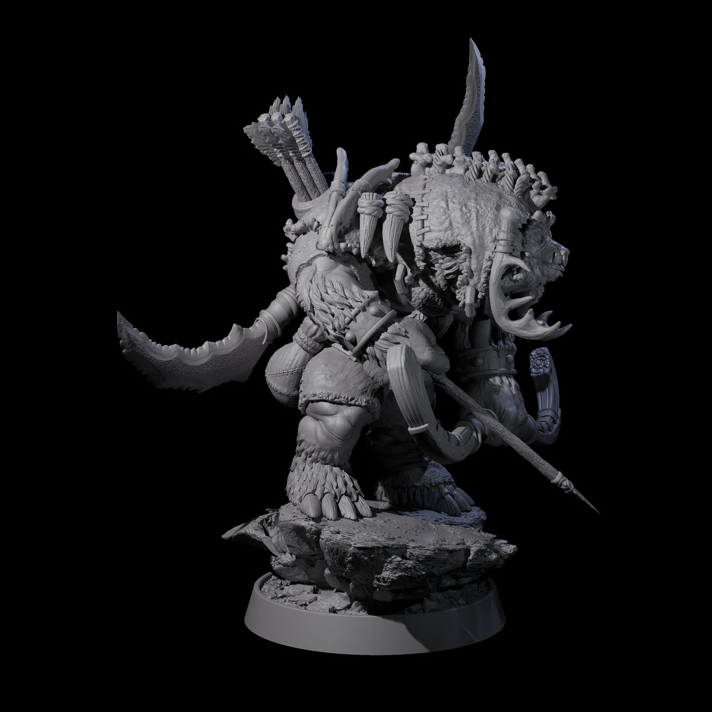Hulking Ursine Barbarian N Miniature for Dungeons and Dragons, Pathfinder or other TTRPGs
