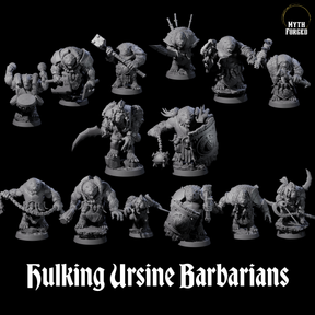 Hulking Ursine Barbarians Miniature for Dungeons and Dragons, Pathfinder or other TTRPGs