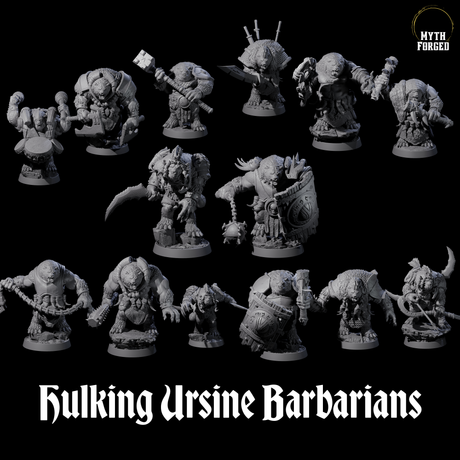 Hulking Ursine Barbarians Miniature for Dungeons and Dragons, Pathfinder or other TTRPGs