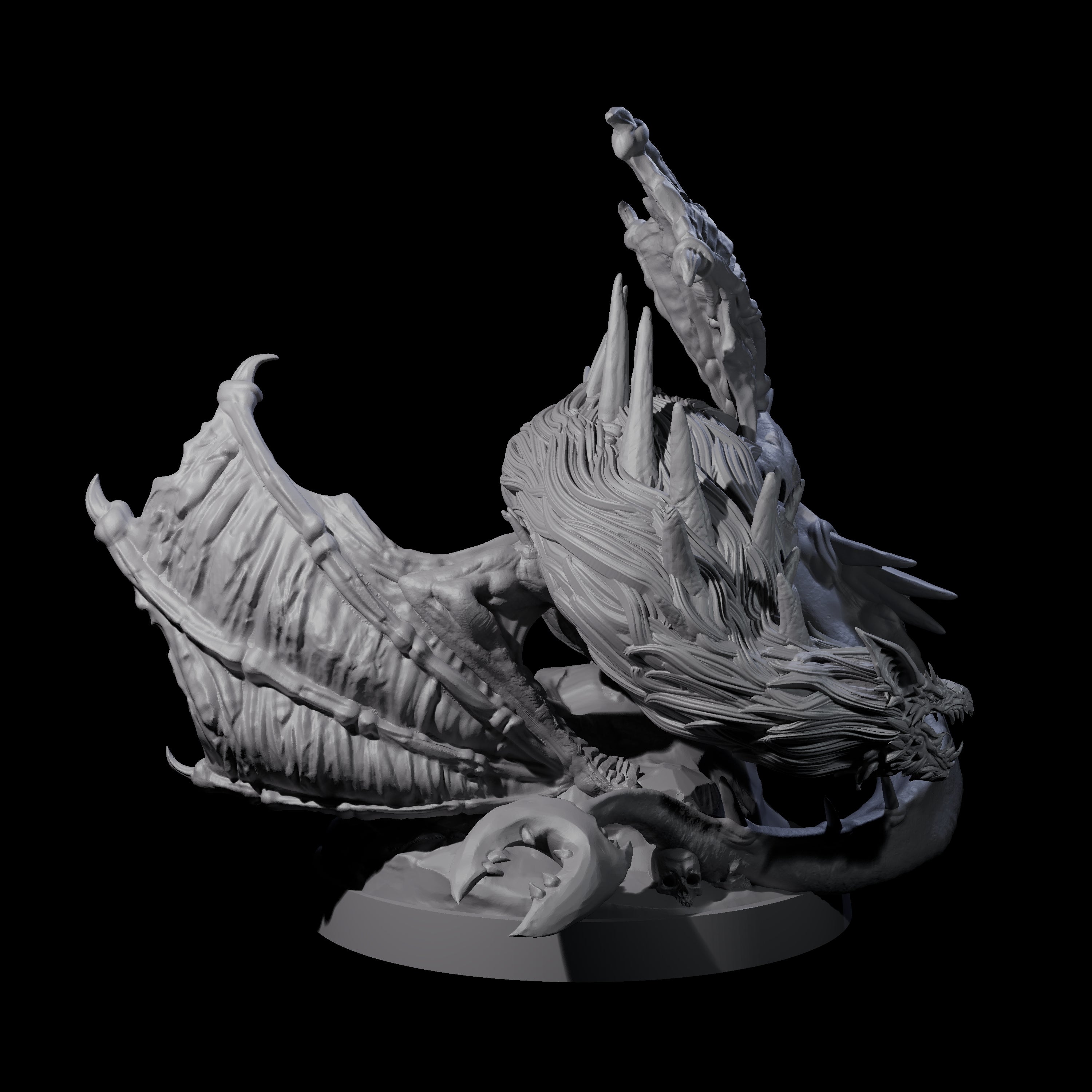 Hunched Young Black Dragon A Miniature for Dungeons and Dragons, Pathfinder or other TTRPGs