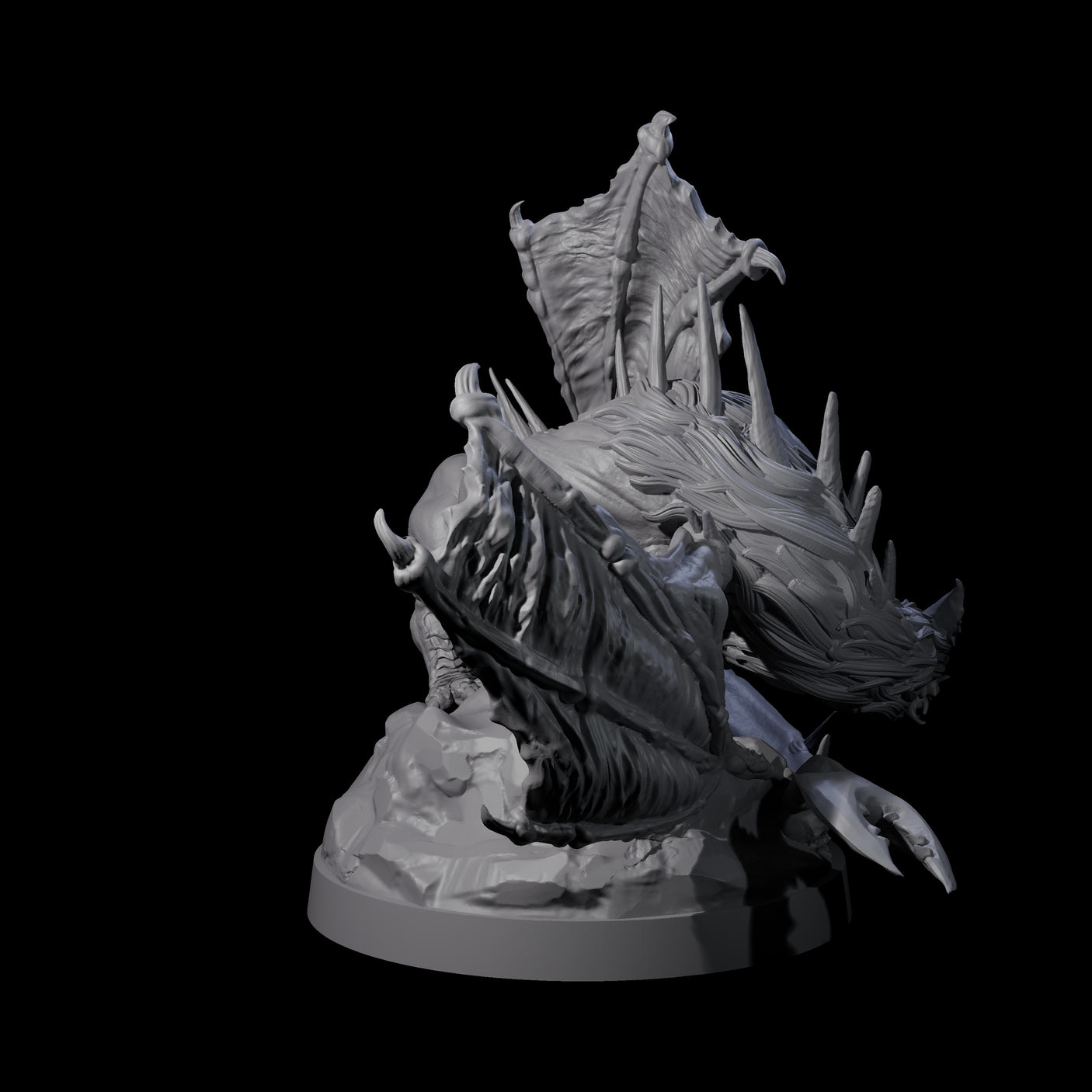 Hunched Young Black Dragon A Miniature for Dungeons and Dragons, Pathfinder or other TTRPGs