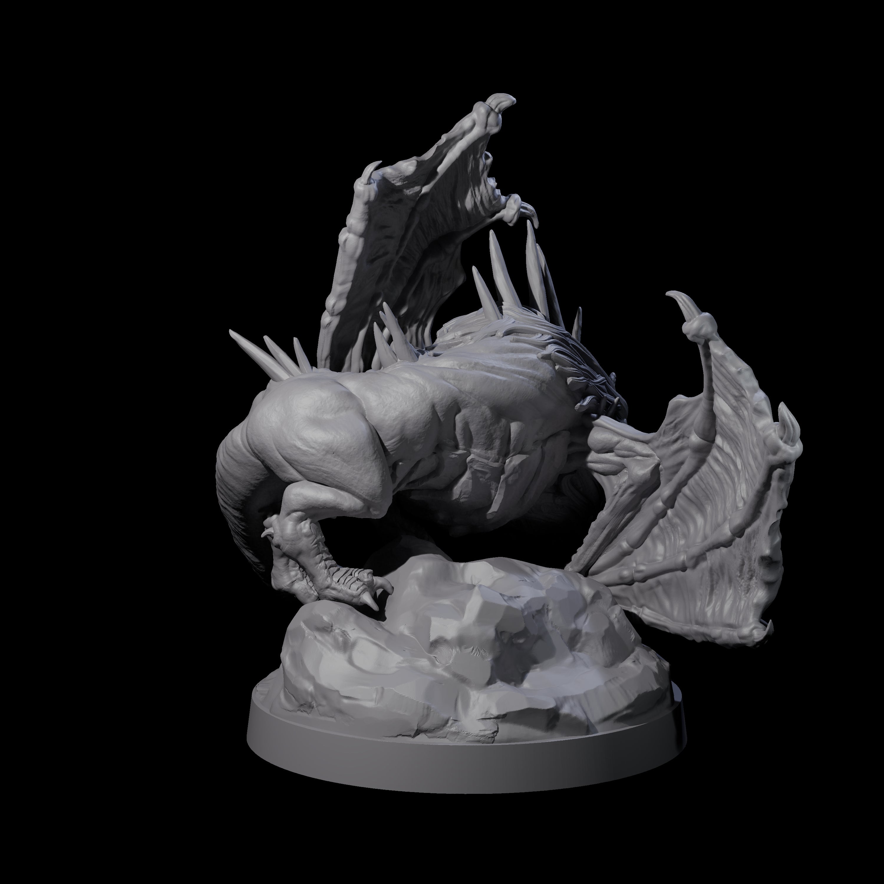 Hunched Young Black Dragon A Miniature for Dungeons and Dragons, Pathfinder or other TTRPGs