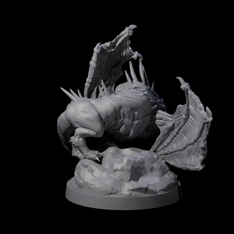 Hunched Young Black Dragon A Miniature for Dungeons and Dragons, Pathfinder or other TTRPGs