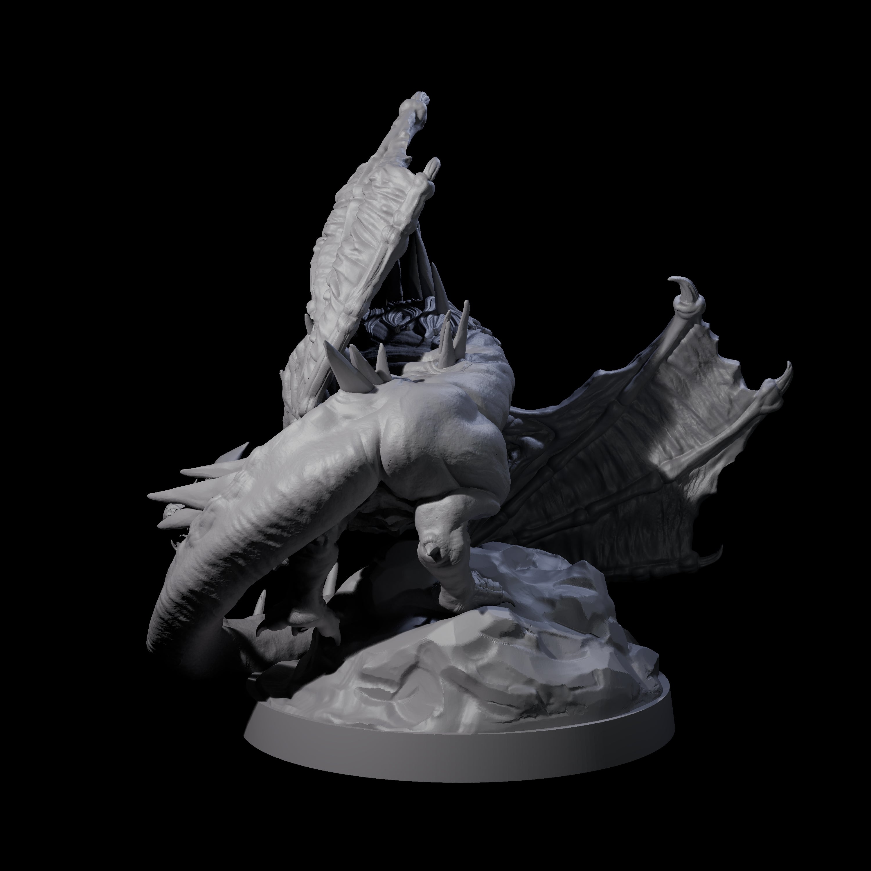 Hunched Young Black Dragon A Miniature for Dungeons and Dragons, Pathfinder or other TTRPGs