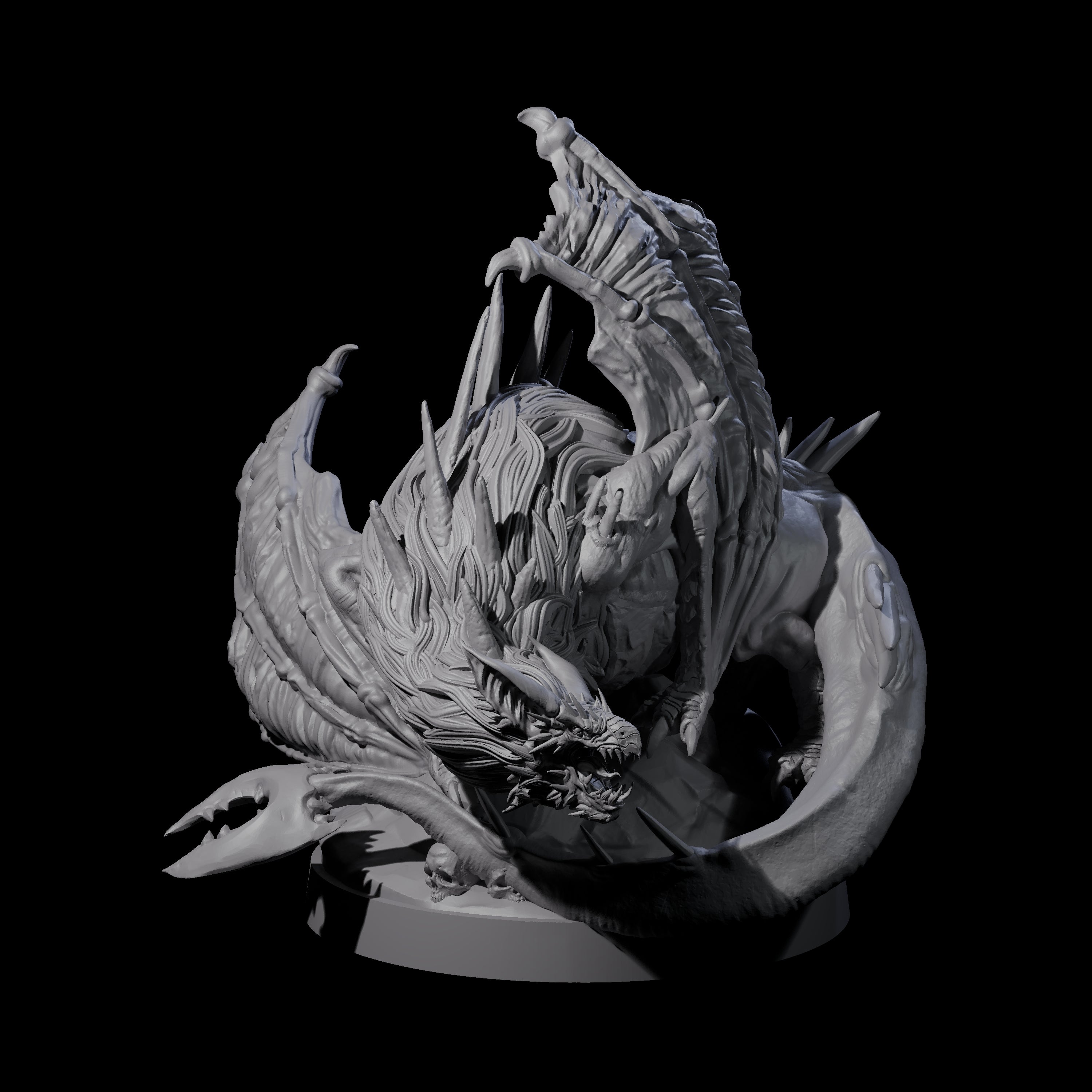 Hunched Young Black Dragon A Miniature for Dungeons and Dragons, Pathfinder or other TTRPGs