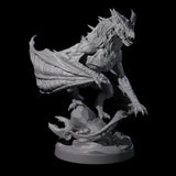 Hunched Young Black Dragon B Miniature for Dungeons and Dragons, Pathfinder or other TTRPGs