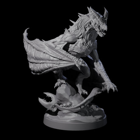 Hunched Young Black Dragon B Miniature for Dungeons and Dragons, Pathfinder or other TTRPGs