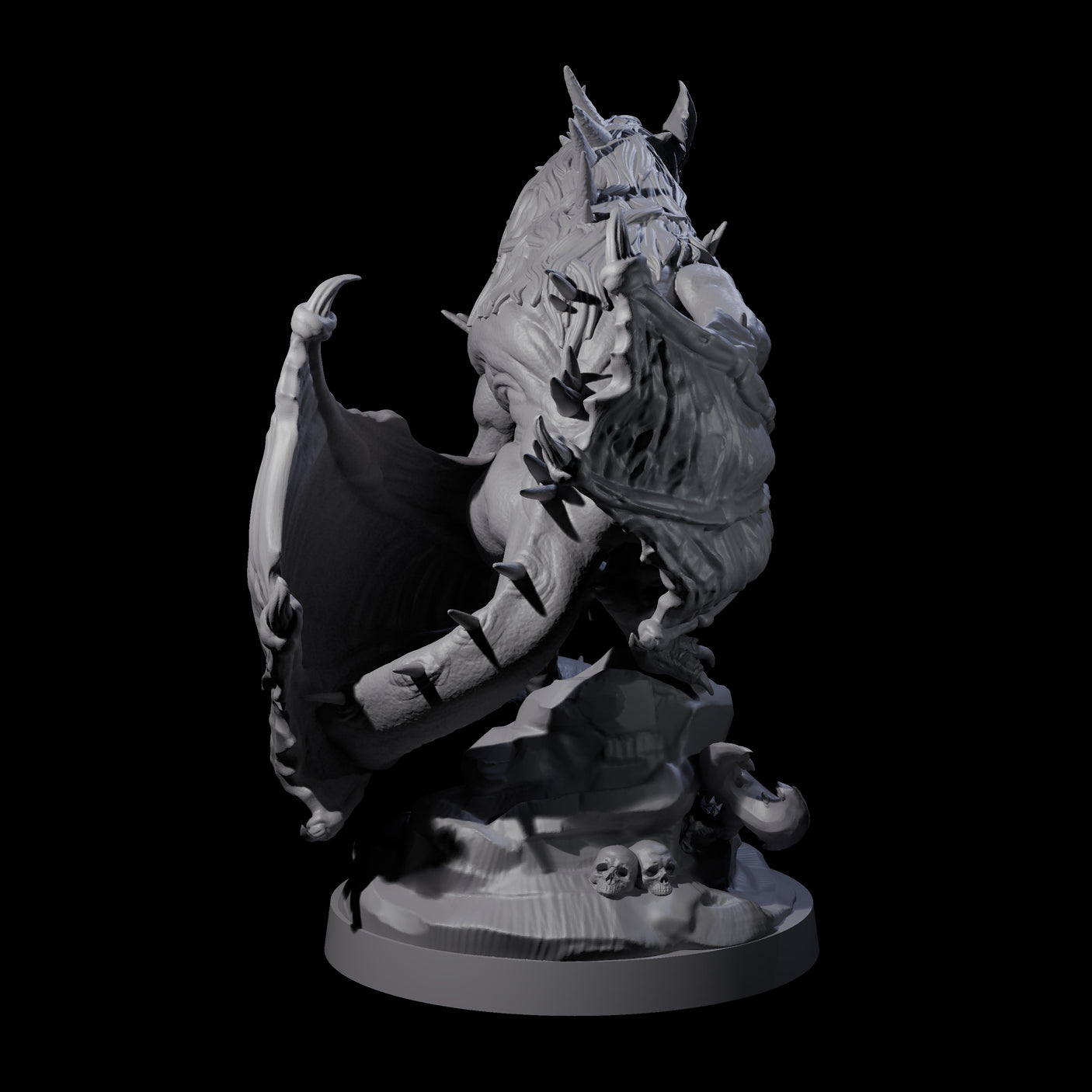 Hunched Young Black Dragon B Miniature for Dungeons and Dragons, Pathfinder or other TTRPGs