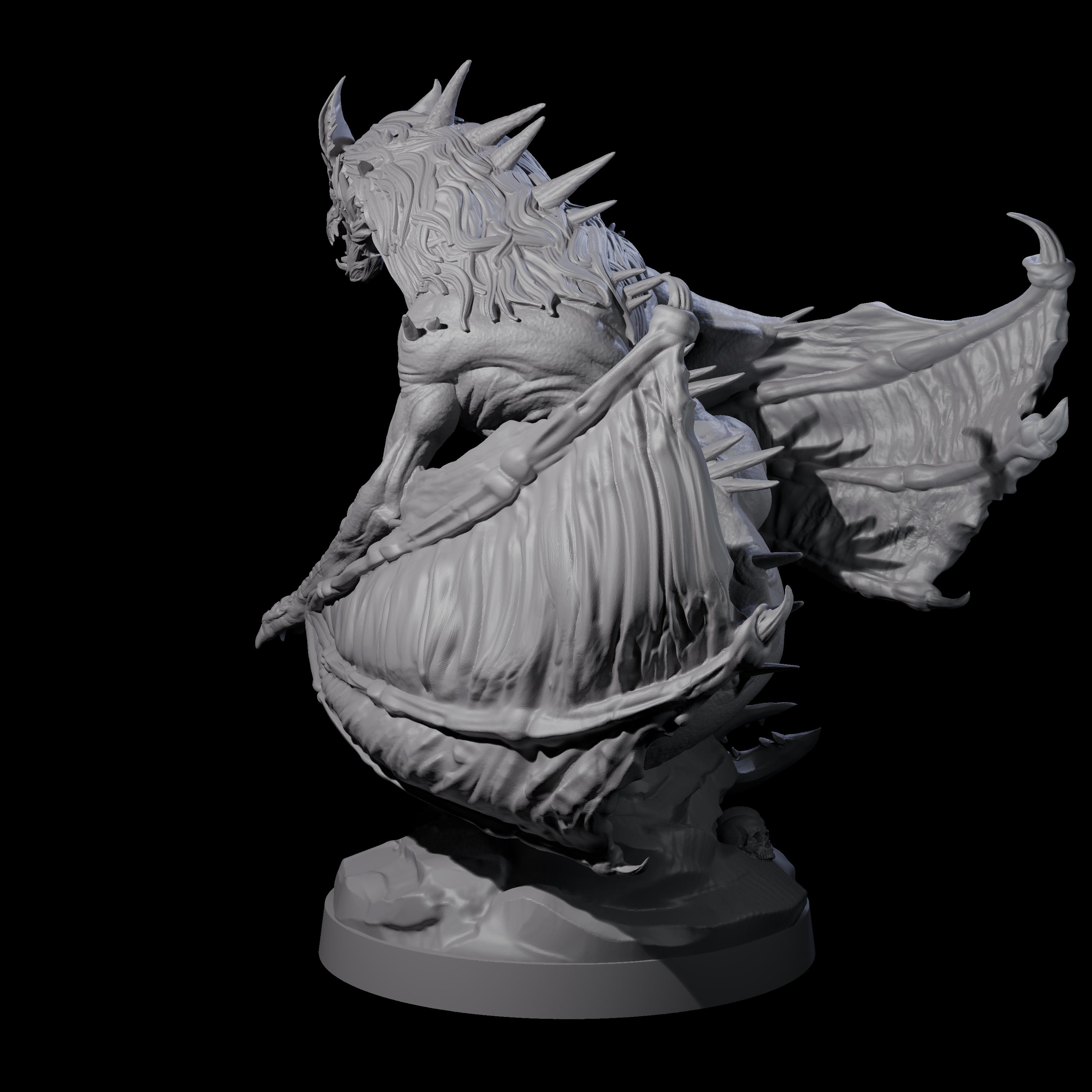 Hunched Young Black Dragon B Miniature for Dungeons and Dragons, Pathfinder or other TTRPGs