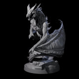 Hunched Young Black Dragon B Miniature for Dungeons and Dragons, Pathfinder or other TTRPGs