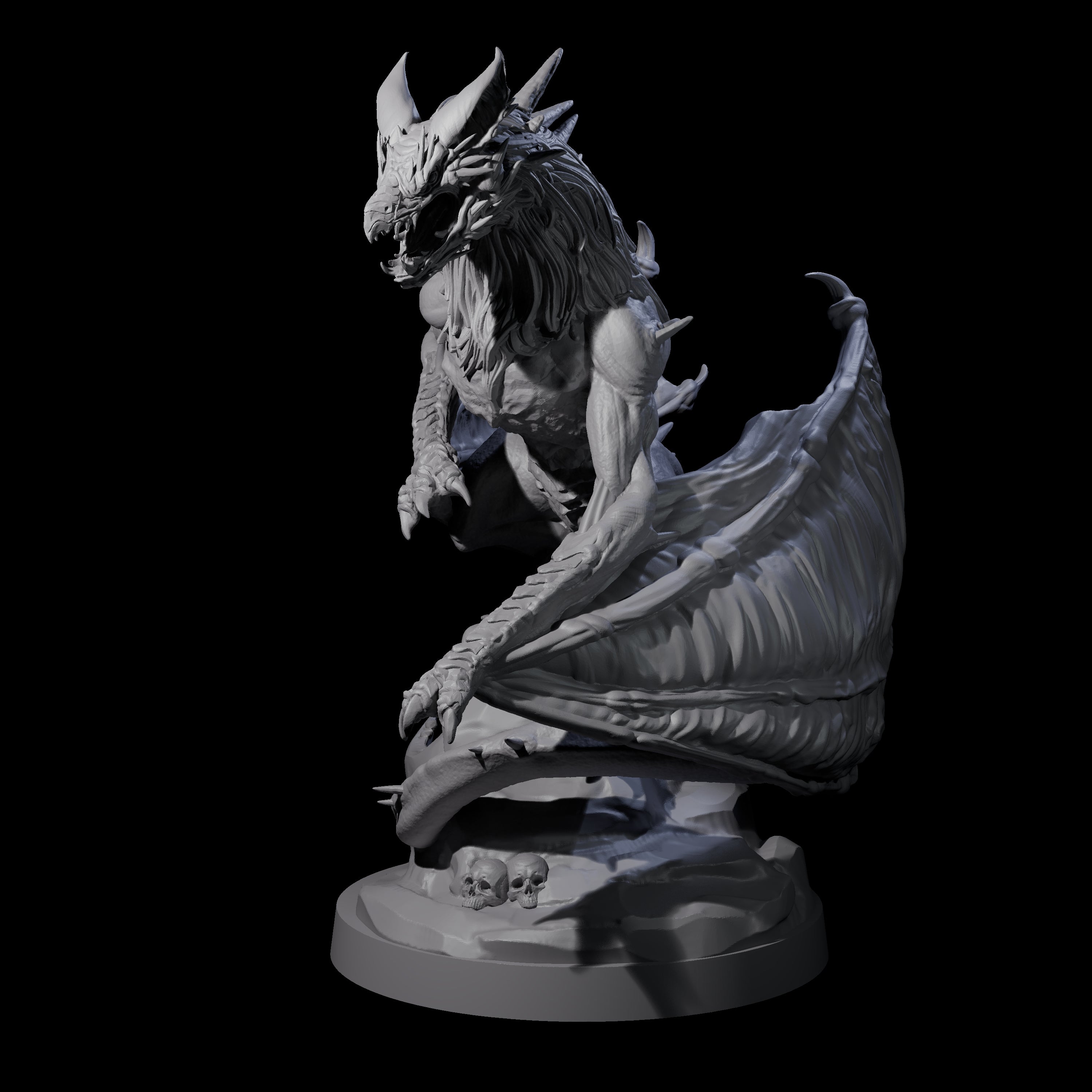 Hunched Young Black Dragon B Miniature for Dungeons and Dragons, Pathfinder or other TTRPGs