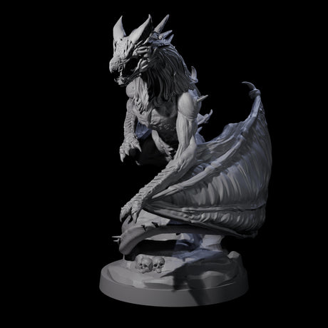 Hunched Young Black Dragon B Miniature for Dungeons and Dragons, Pathfinder or other TTRPGs