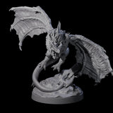 Hunched Young Black Dragon C Miniature for Dungeons and Dragons, Pathfinder or other TTRPGs