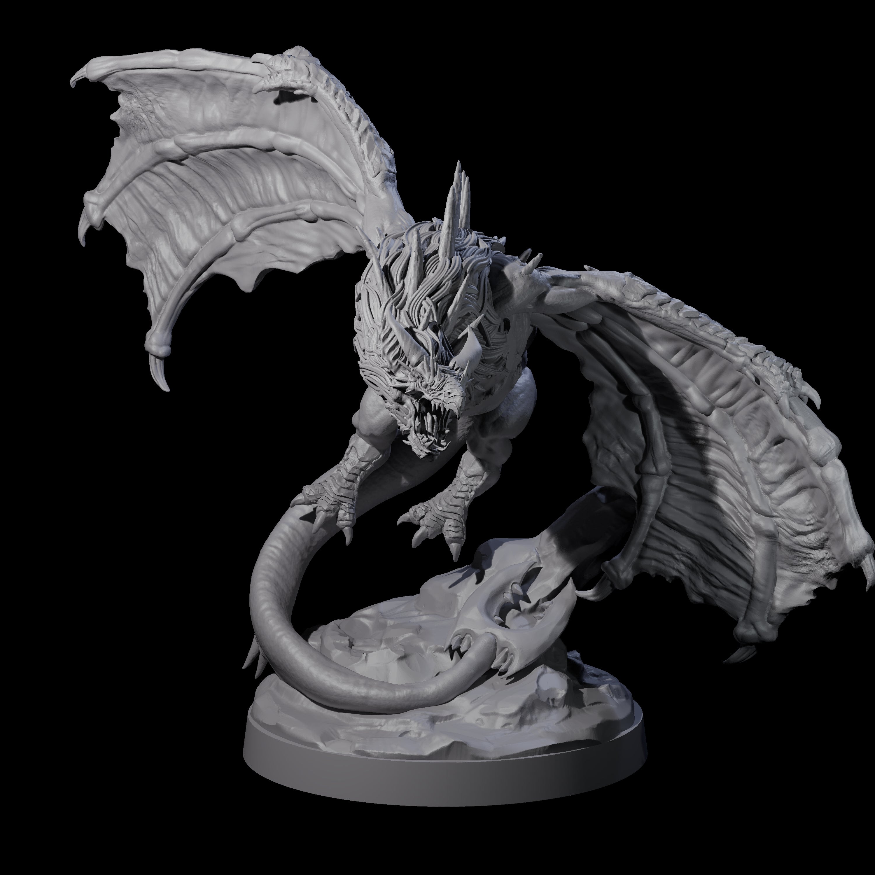 Hunched Young Black Dragon C Miniature for Dungeons and Dragons, Pathfinder or other TTRPGs