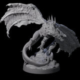 Hunched Young Black Dragon C Miniature for Dungeons and Dragons, Pathfinder or other TTRPGs