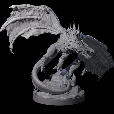 Hunched Young Black Dragon C Miniature for Dungeons and Dragons, Pathfinder or other TTRPGs