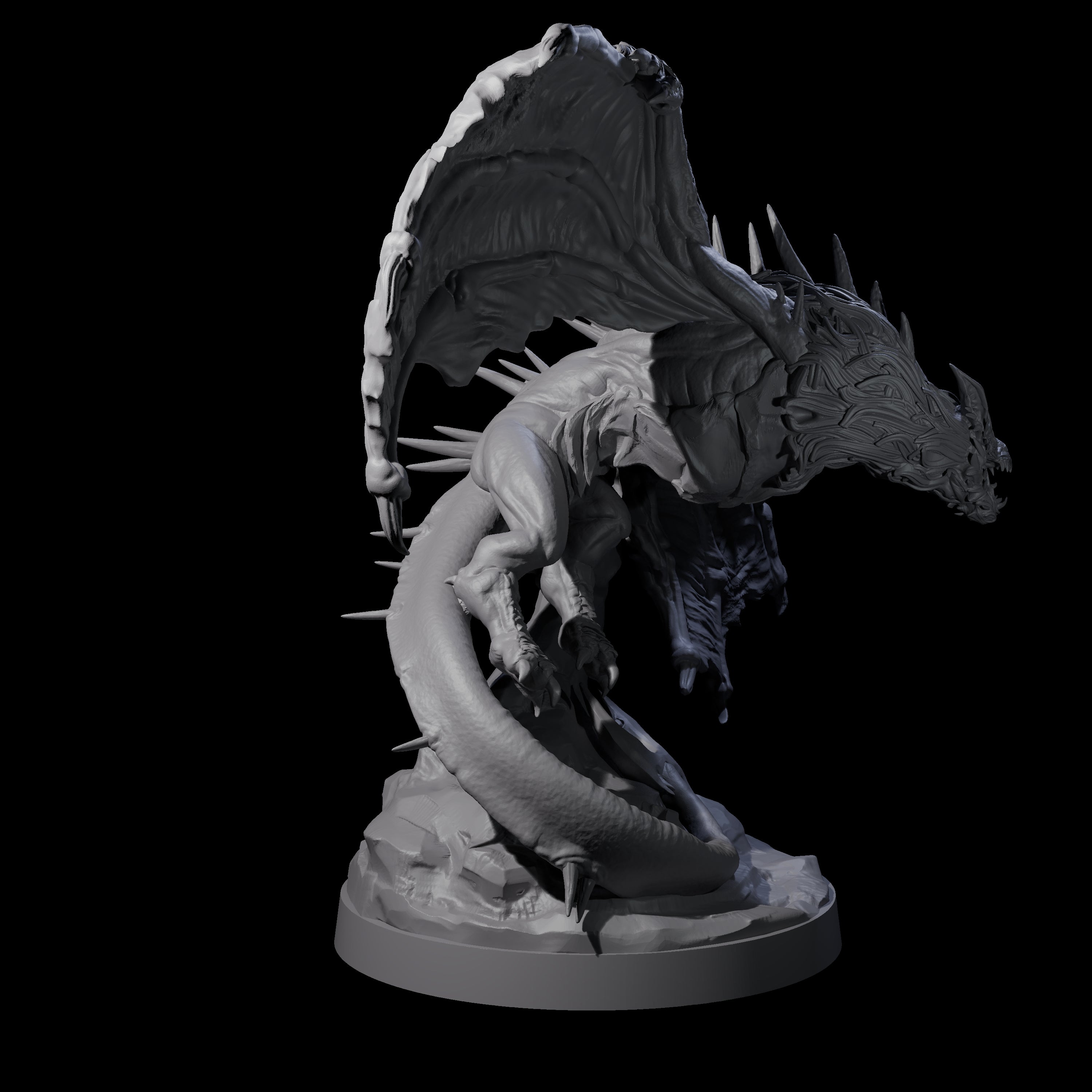 Hunched Young Black Dragon C Miniature for Dungeons and Dragons, Pathfinder or other TTRPGs