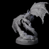 Hunched Young Black Dragon C Miniature for Dungeons and Dragons, Pathfinder or other TTRPGs