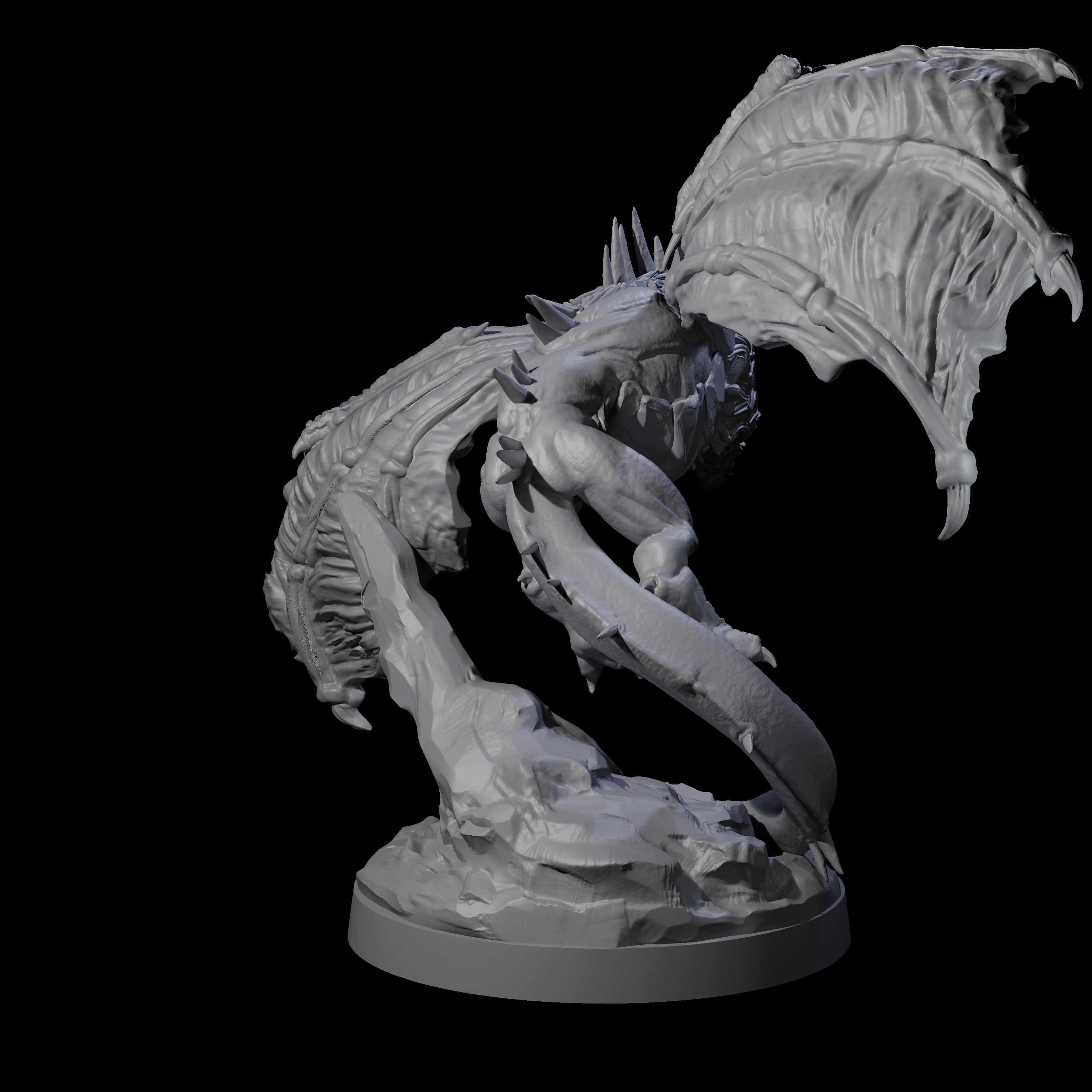 Hunched Young Black Dragon C Miniature for Dungeons and Dragons, Pathfinder or other TTRPGs