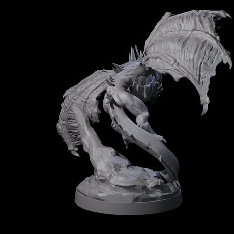 Hunched Young Black Dragon C Miniature for Dungeons and Dragons, Pathfinder or other TTRPGs