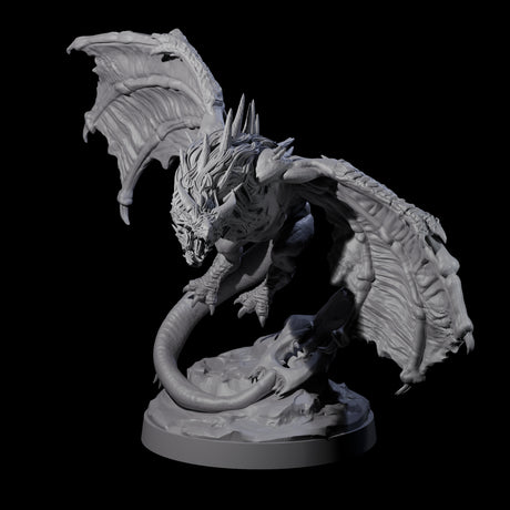 Hunched Young Black Dragon C Miniature for Dungeons and Dragons, Pathfinder or other TTRPGs