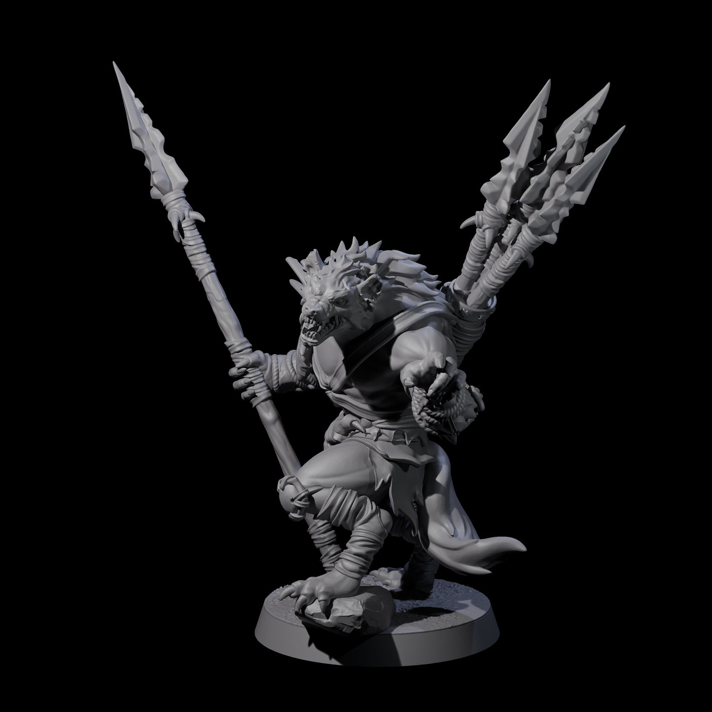 Hunting Gnoll Stalker A Miniature for Dungeons and Dragons, Pathfinder or other TTRPGs