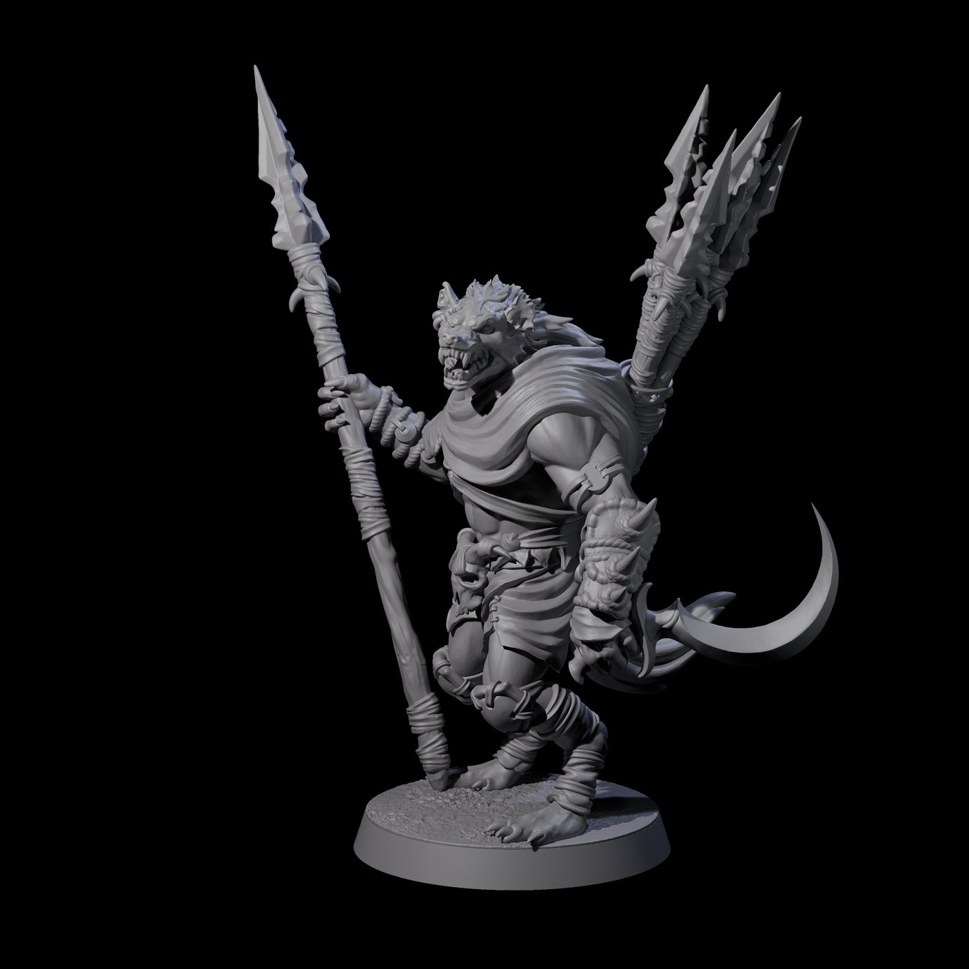 Hunting Gnoll Stalker E Miniature for Dungeons and Dragons, Pathfinder or other TTRPGs