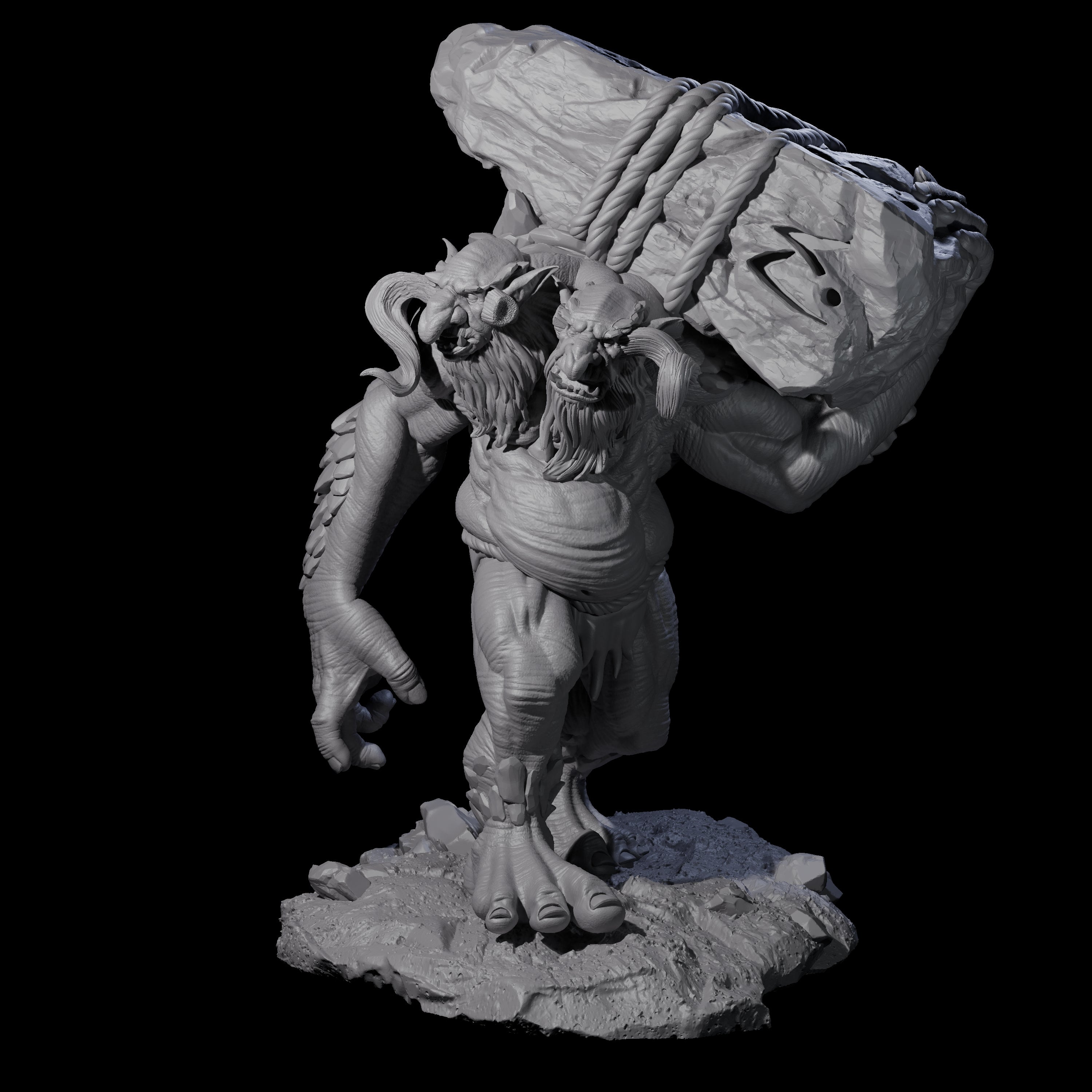 Hurling Ettin A Miniature for Dungeons and Dragons, Pathfinder or other TTRPGs