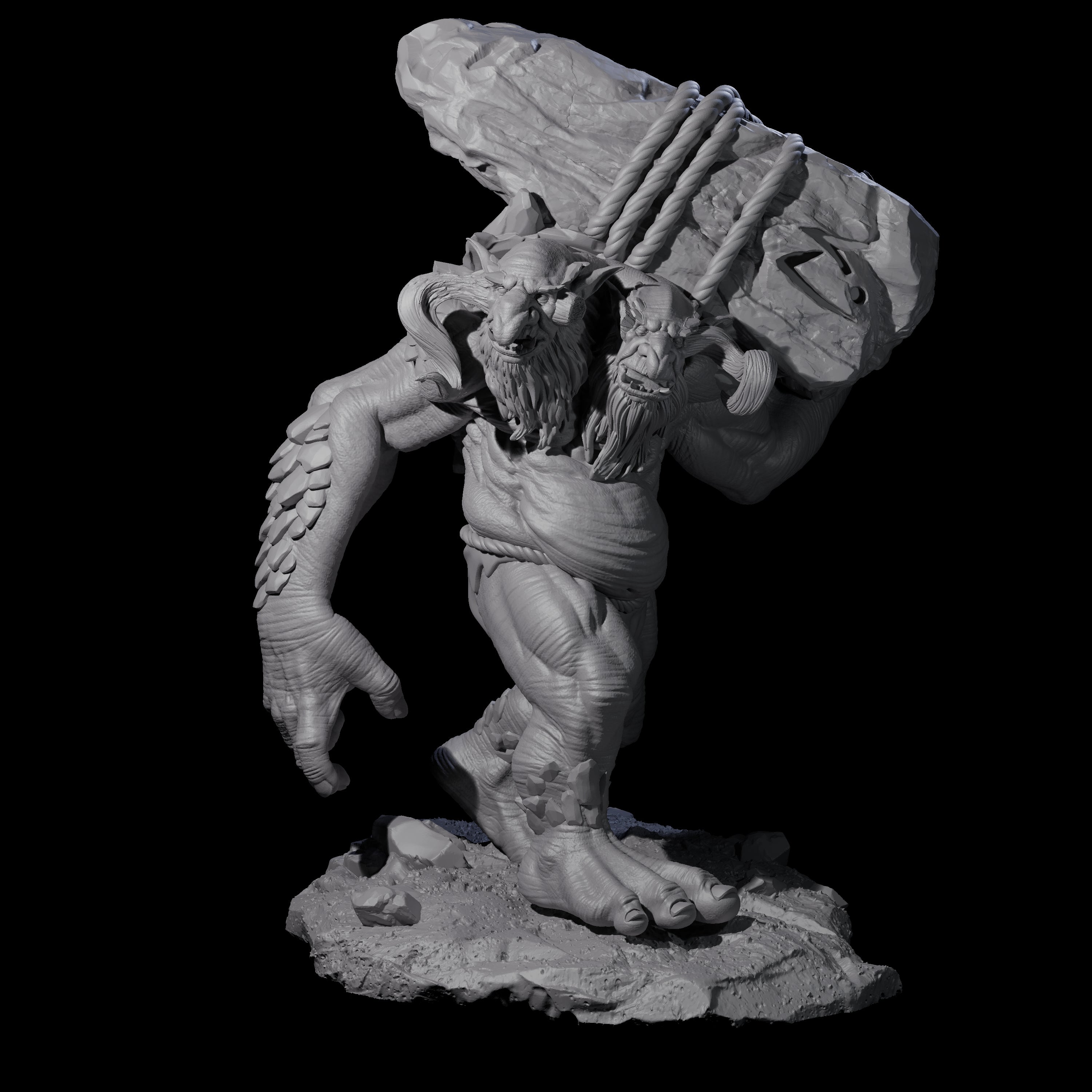 Hurling Ettin A Miniature for Dungeons and Dragons, Pathfinder or other TTRPGs