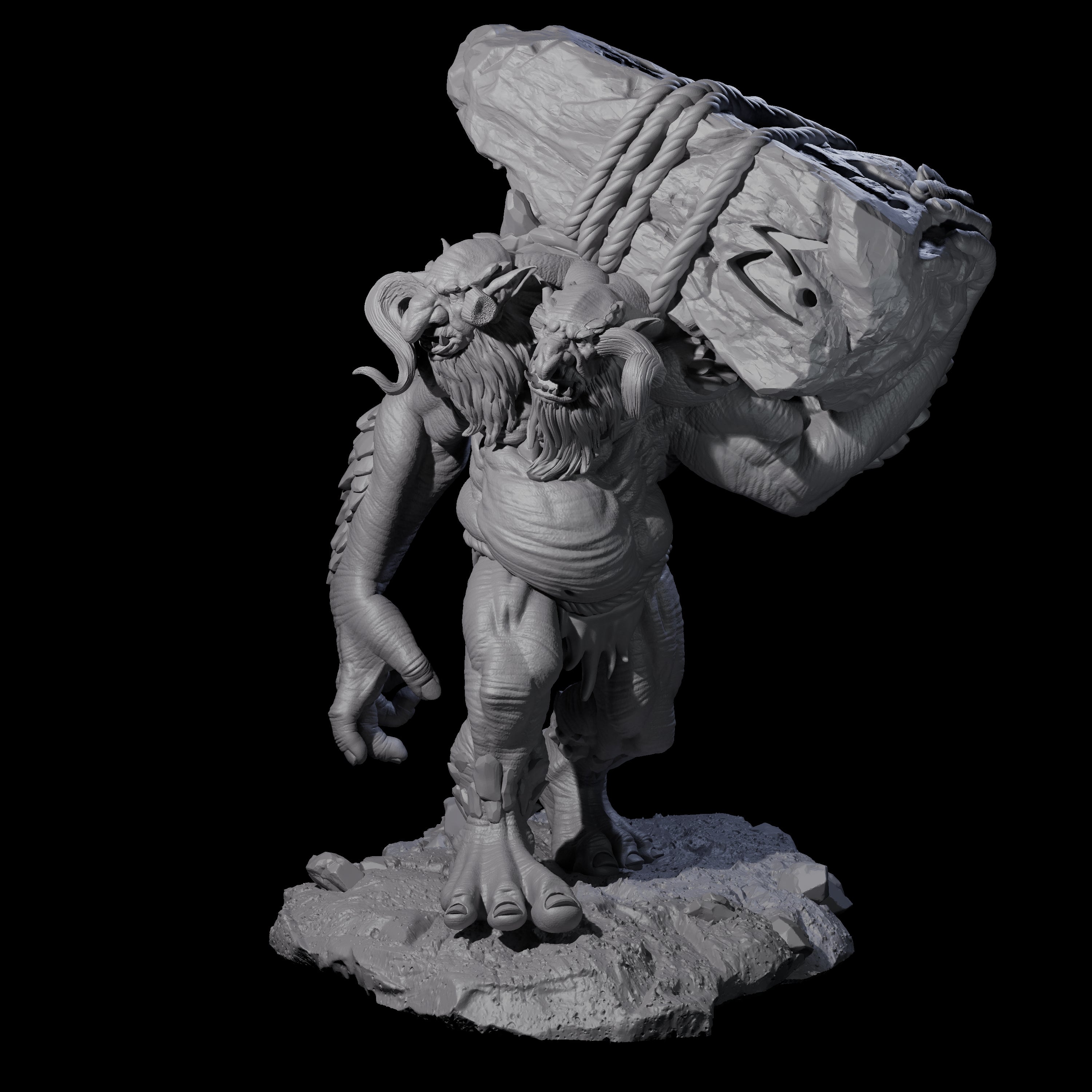 Hurling Ettin A Miniature for Dungeons and Dragons, Pathfinder or other TTRPGs