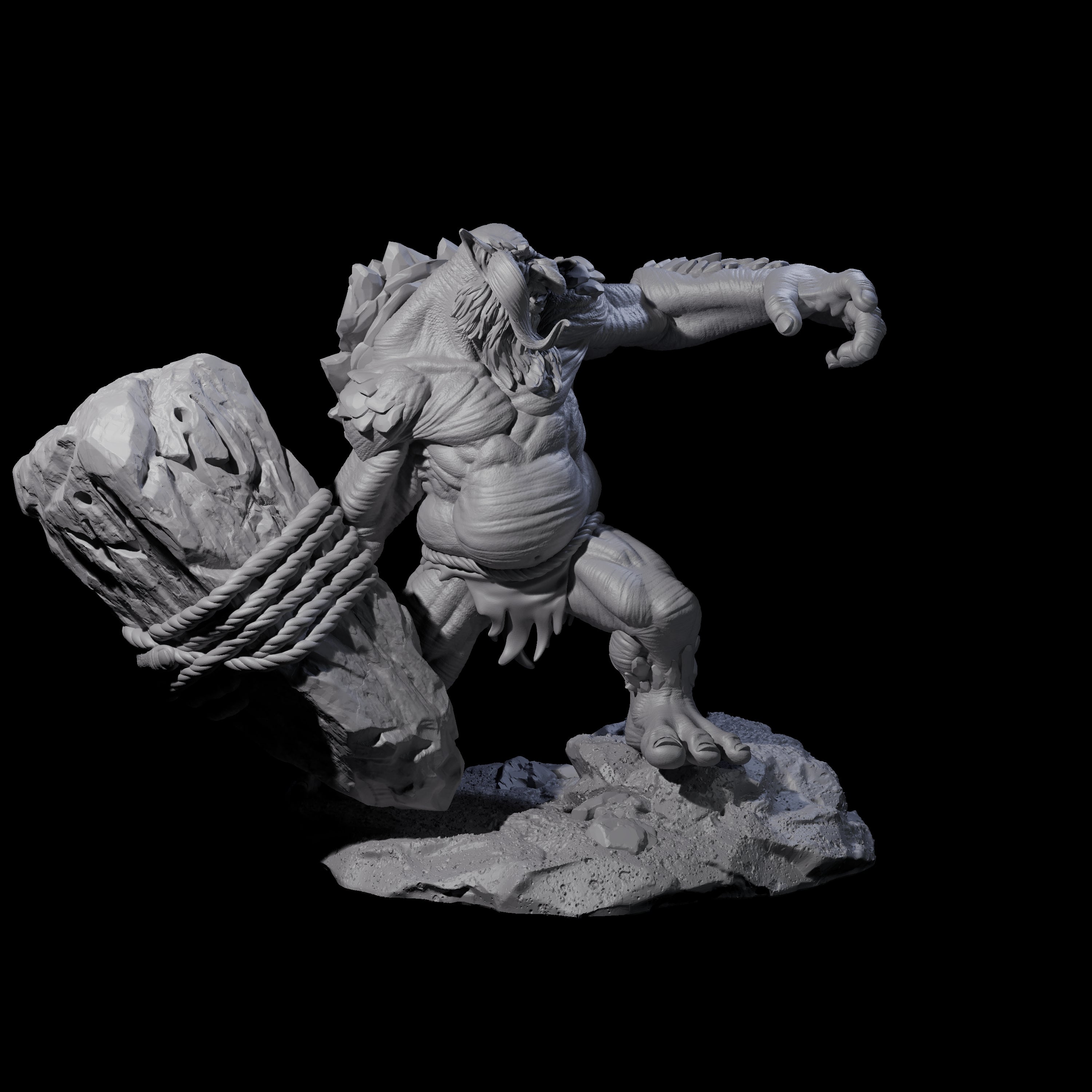 Hurling Ettin B Miniature for Dungeons and Dragons, Pathfinder or other TTRPGs