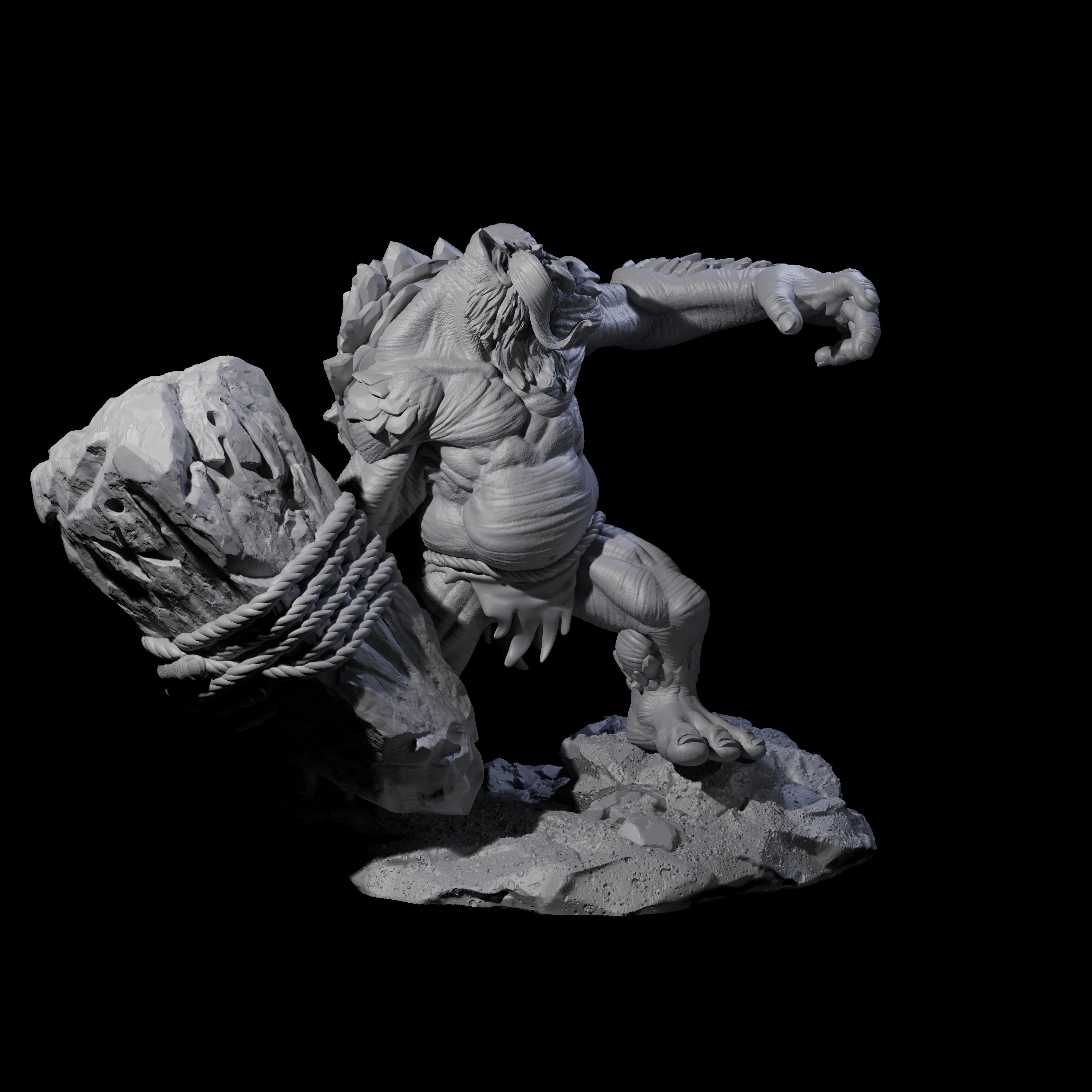 Hurling Ettin B Miniature for Dungeons and Dragons, Pathfinder or other TTRPGs